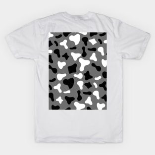 Grey Black White Dairy Cow Print Pattern T-Shirt